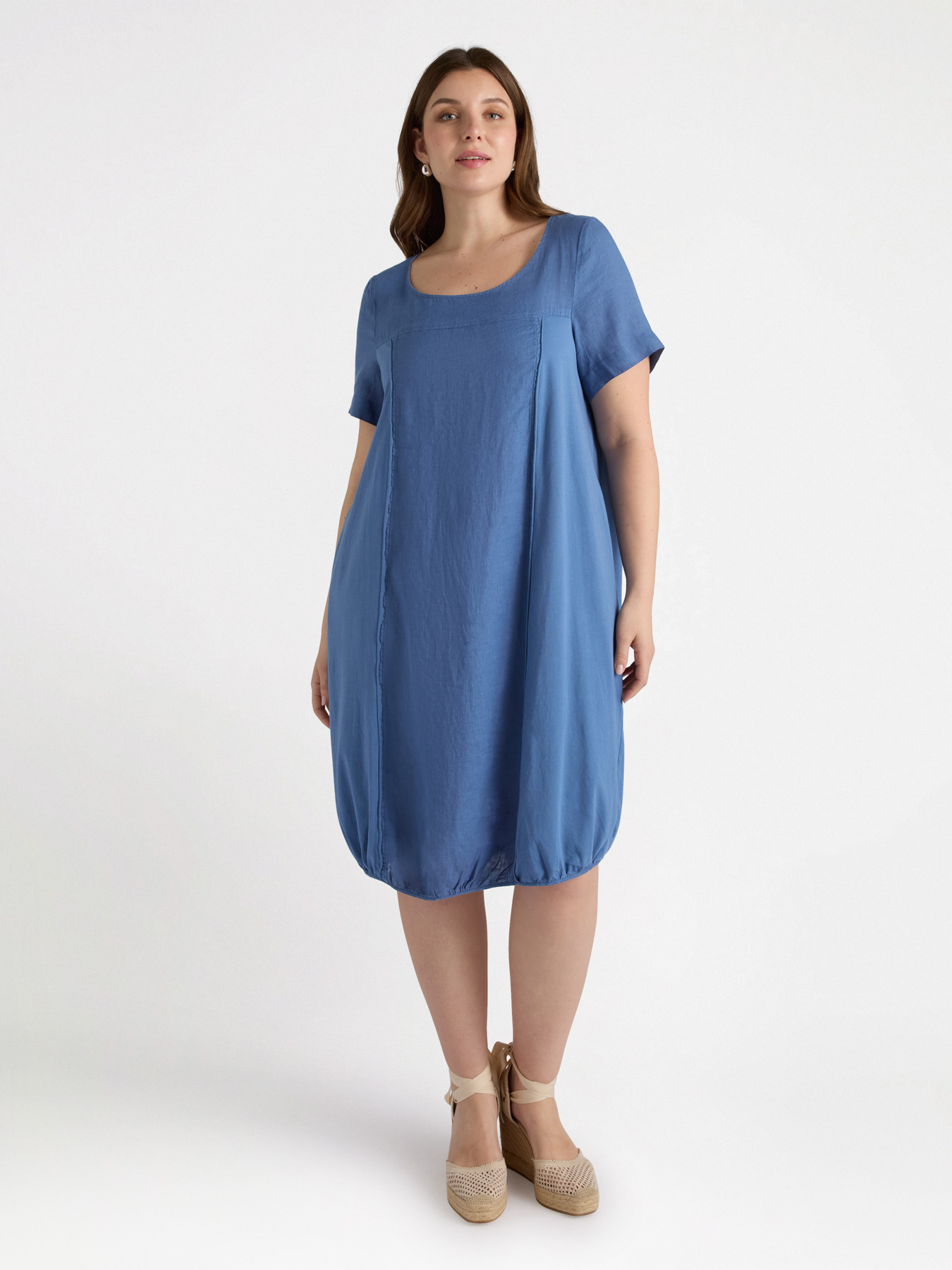 Vestito in lino e jersey image number 0