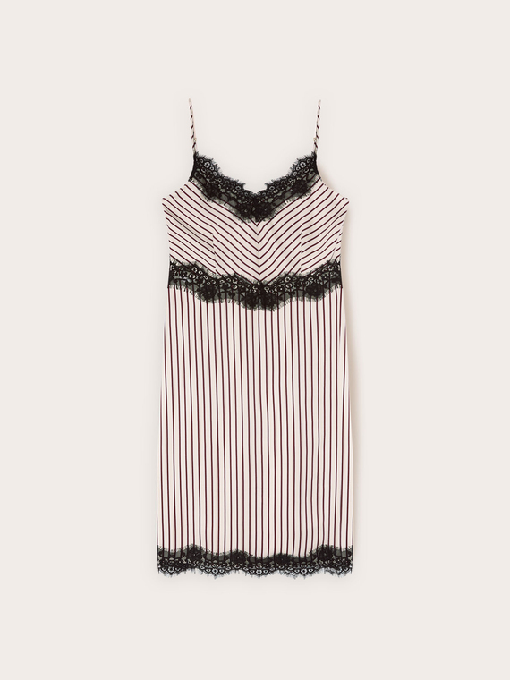 Rochie tip furou din twill cu inserții din dantelă