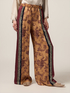 Pantaloni palazzo din satin cu imprimeu image number 3