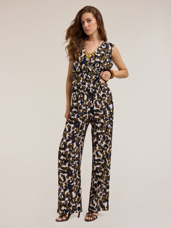 Pantaloni largi din amestec de lyocell cu model etnic