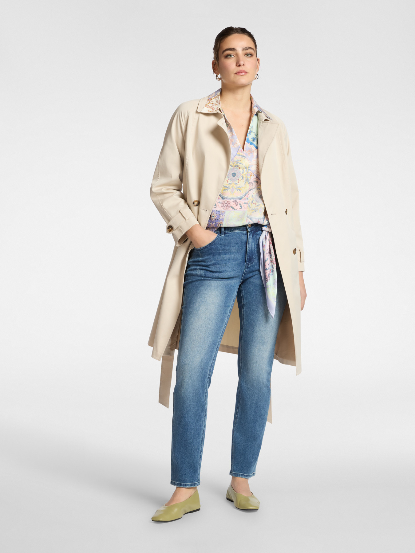 Trench doppiopetto in gabardina image number 2