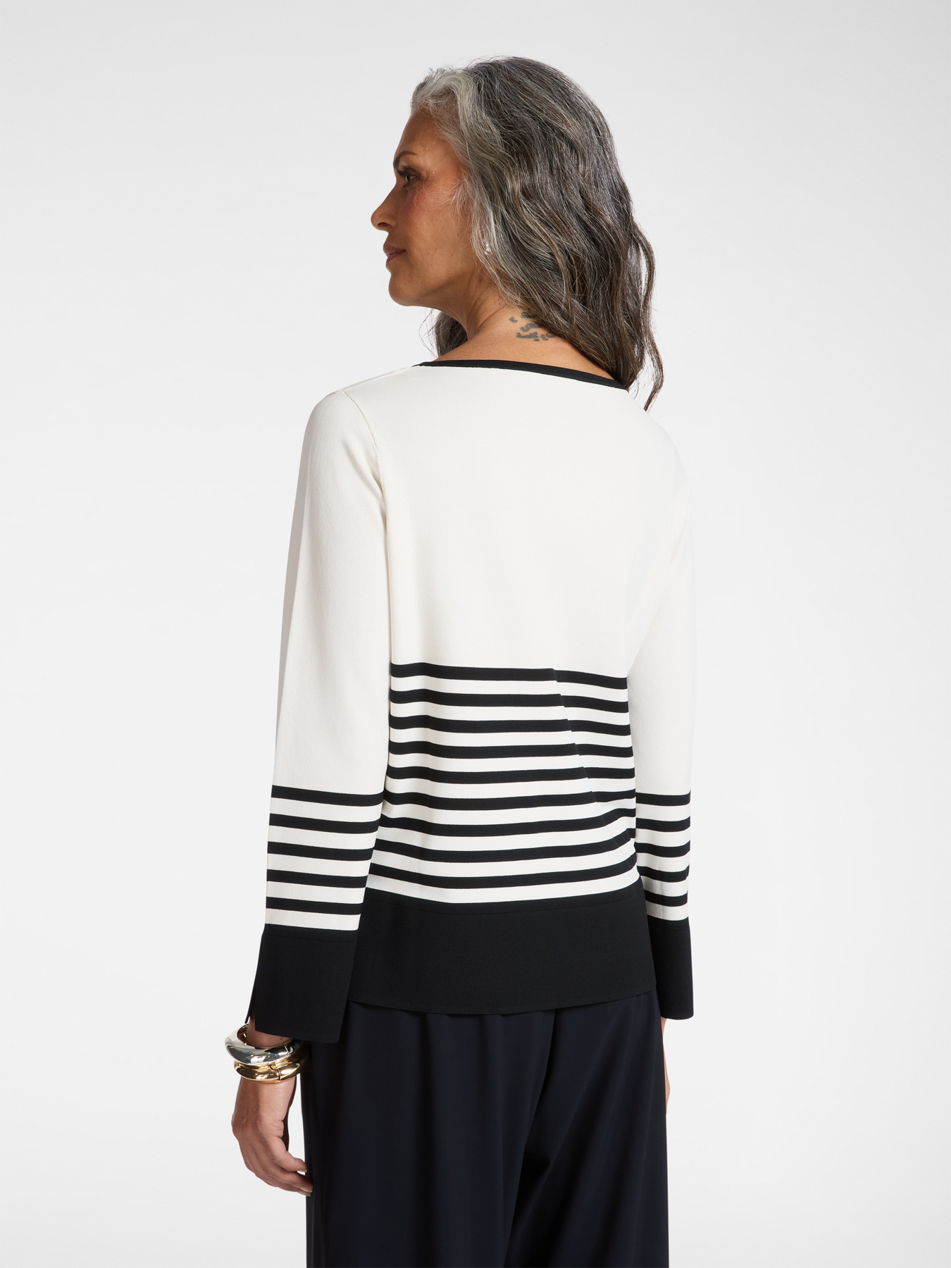 Striped viscose blend jersey image number 1
