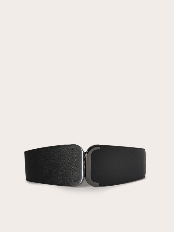 Elastic belt with square metal buckle