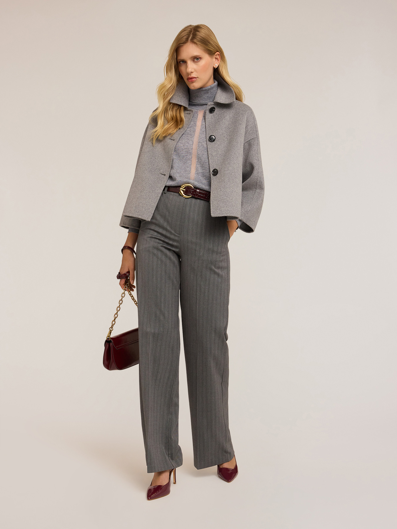 Pinstripe lurex palazzo trousers image number 0