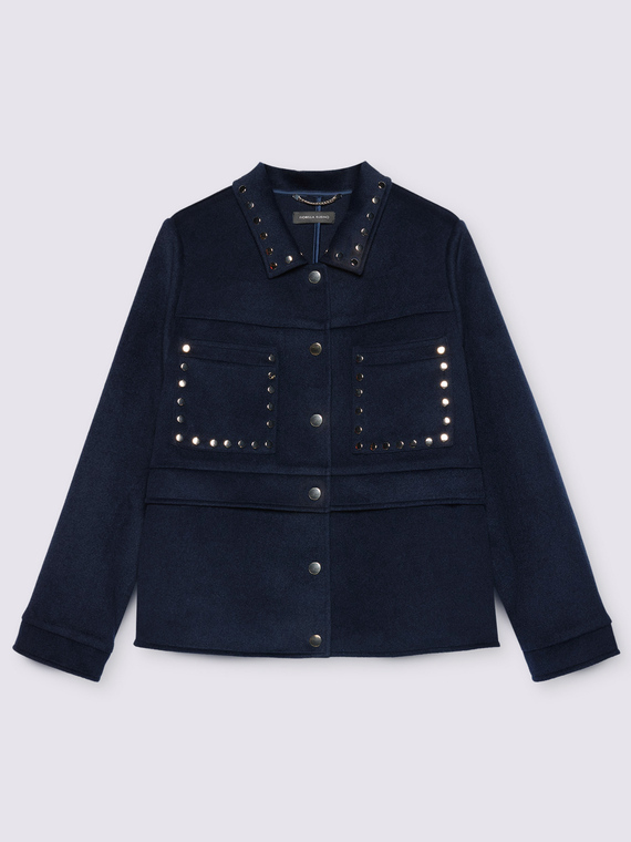 Giacca corta in misto lana con borchiette