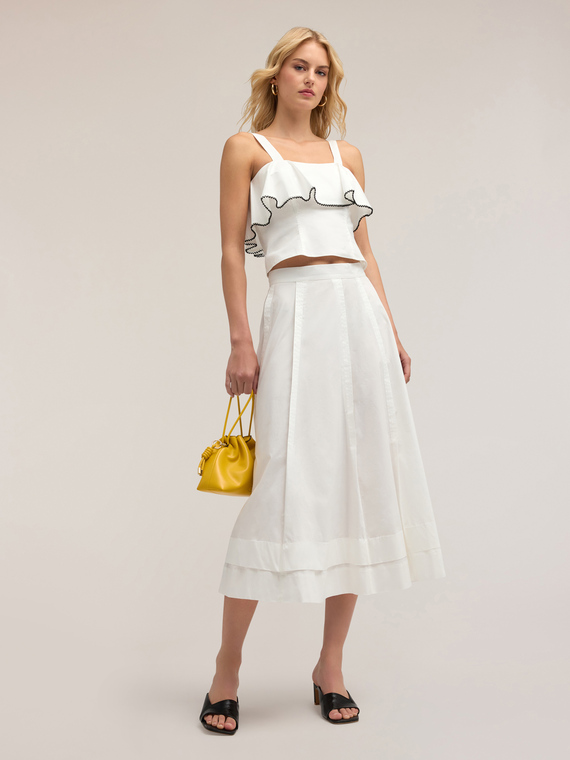 Pleated poplin circle skirt