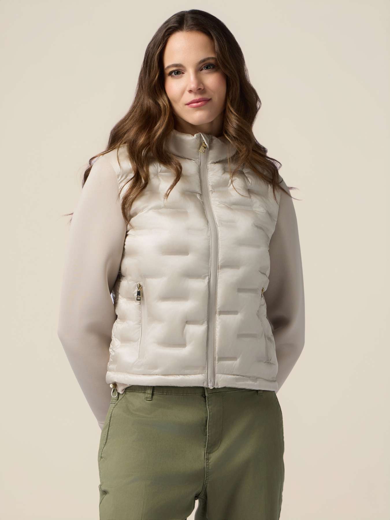 Lightweight combined boxy down jacket image number 0