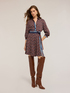 Geometric patterned satin shirt dress image number 3