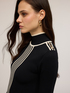 Short knit dress with contrasting color trim image number 3