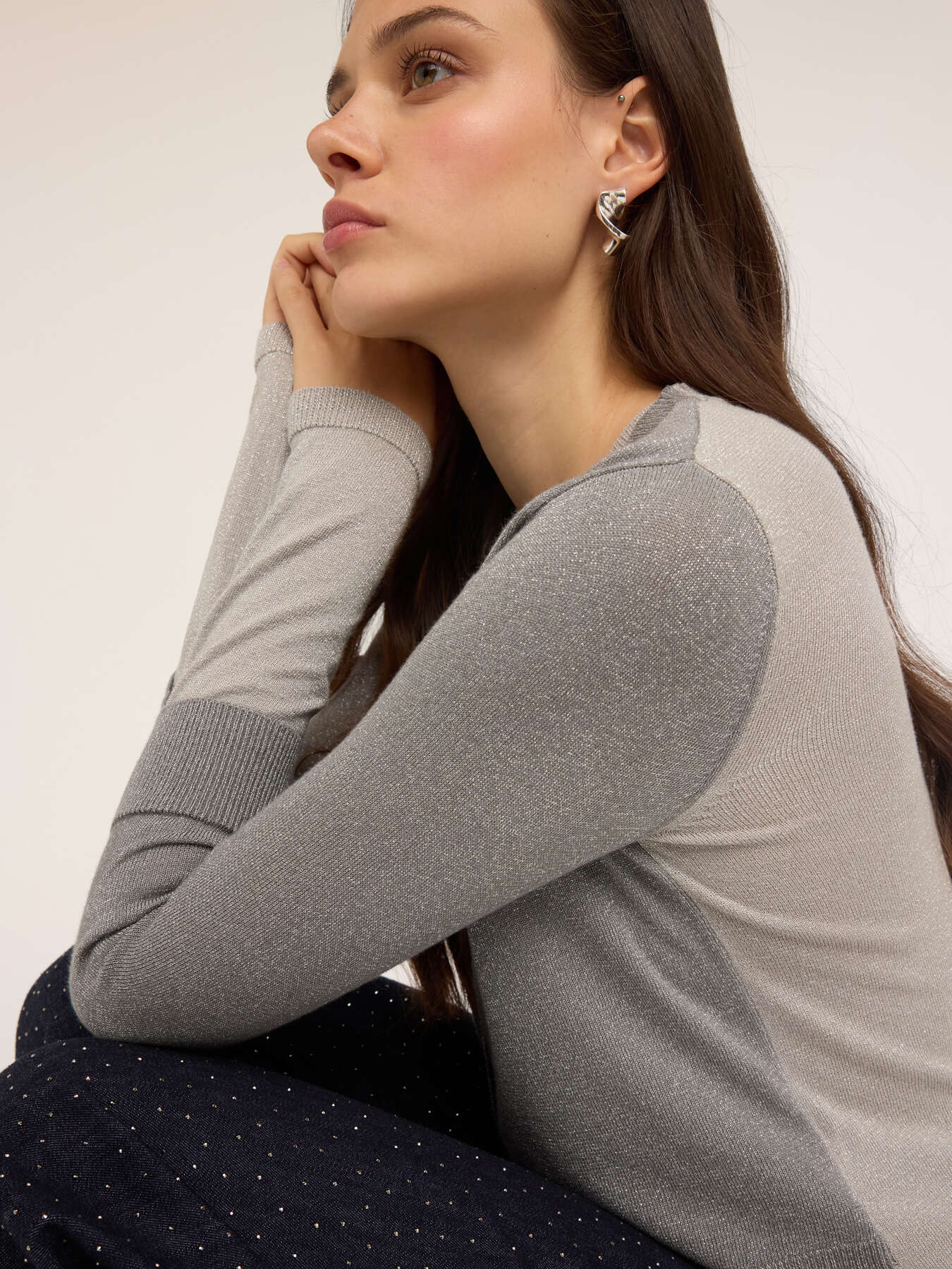 Lurex-Pullover im Cardigan-Stil image number 2