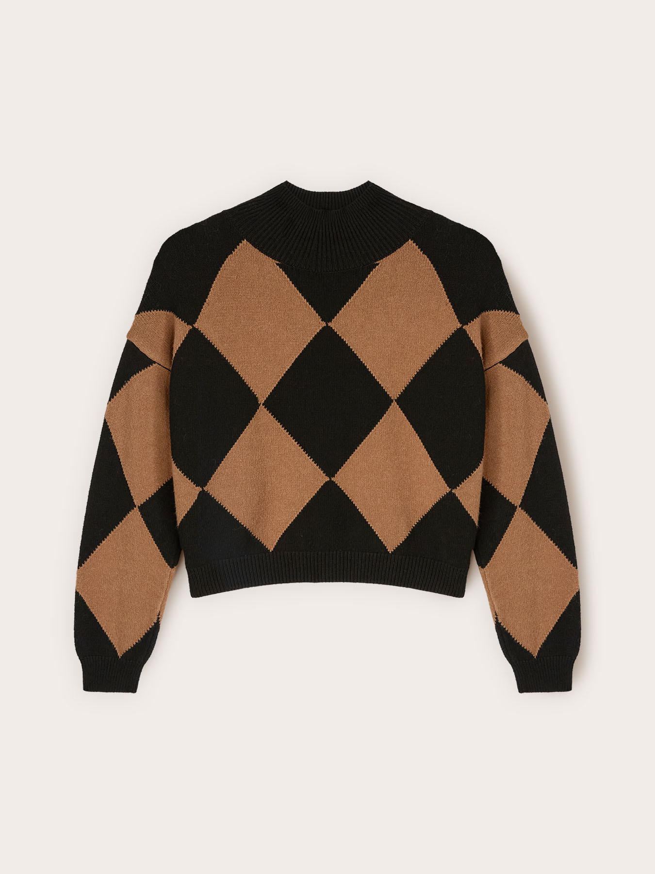 Rollkragenpullover aus Chenille mit Argyle-Muster image number 4