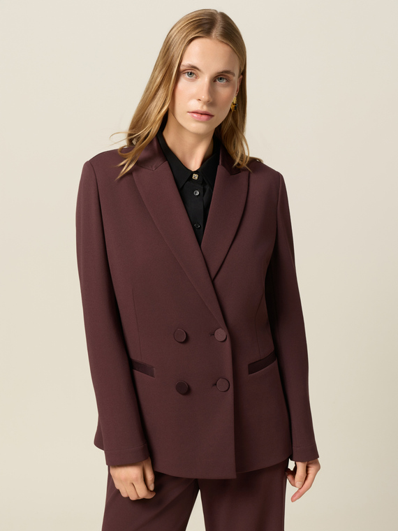 Double-breasted blazer with covered buttons