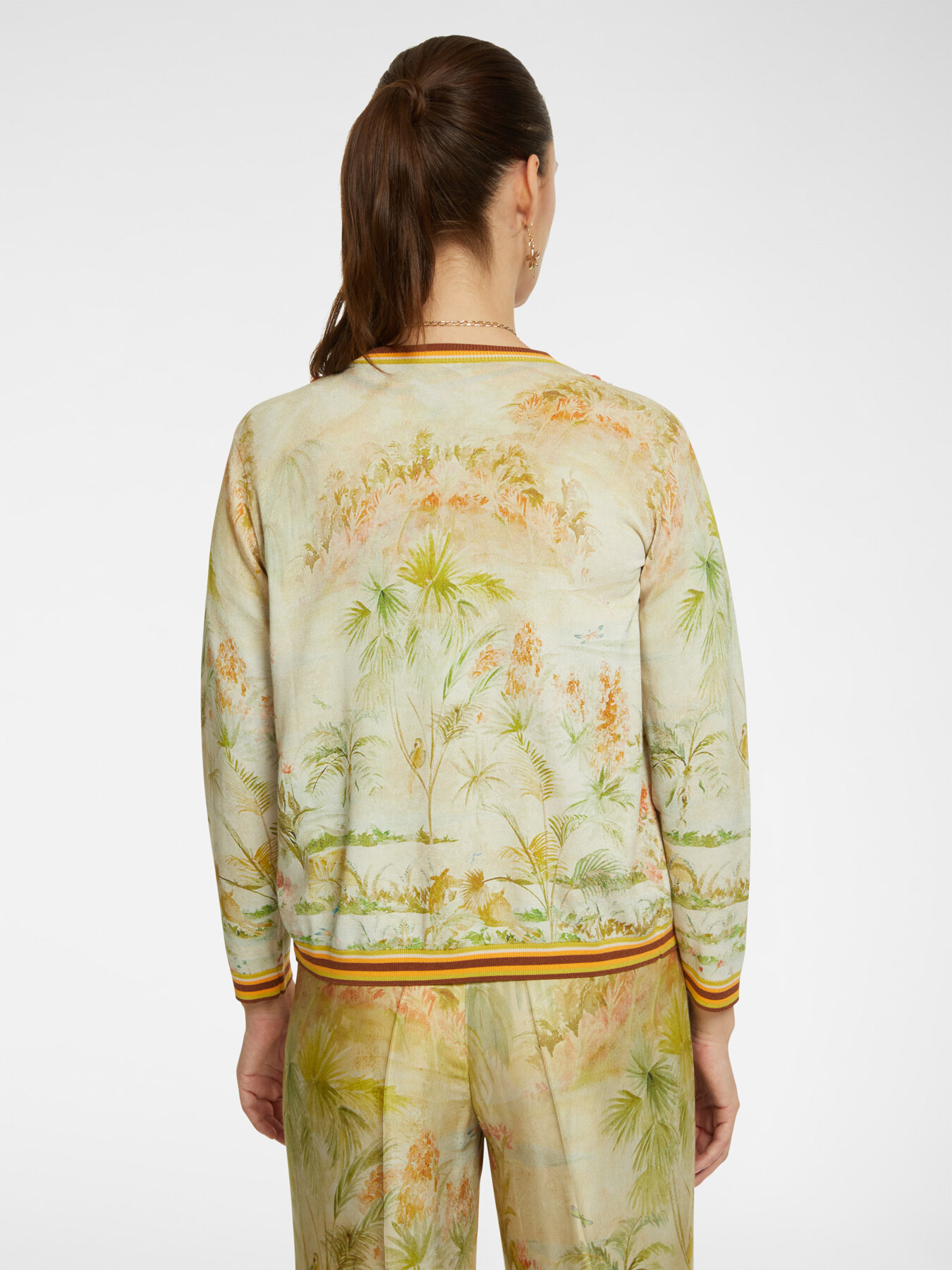 Printed and embroidered cardigan image number 1