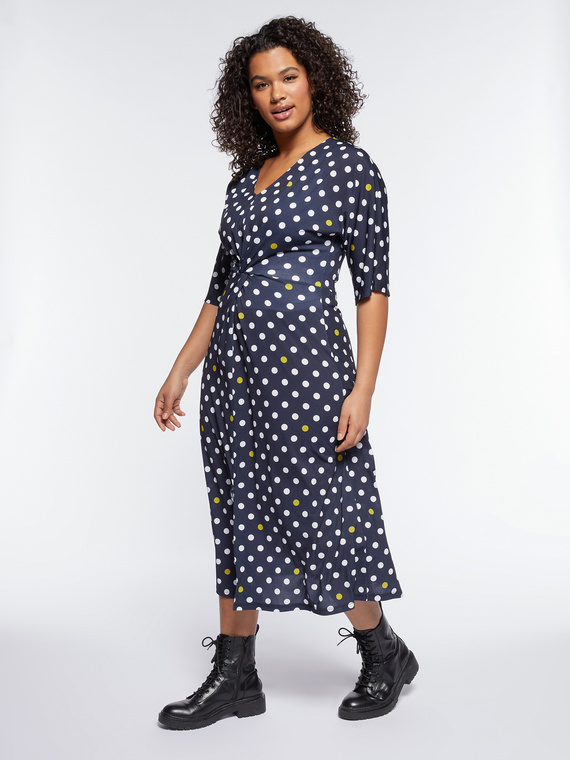 Gepunktetes Jerseykleid
