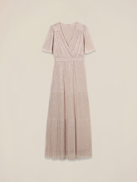 Long pleated lurex dress