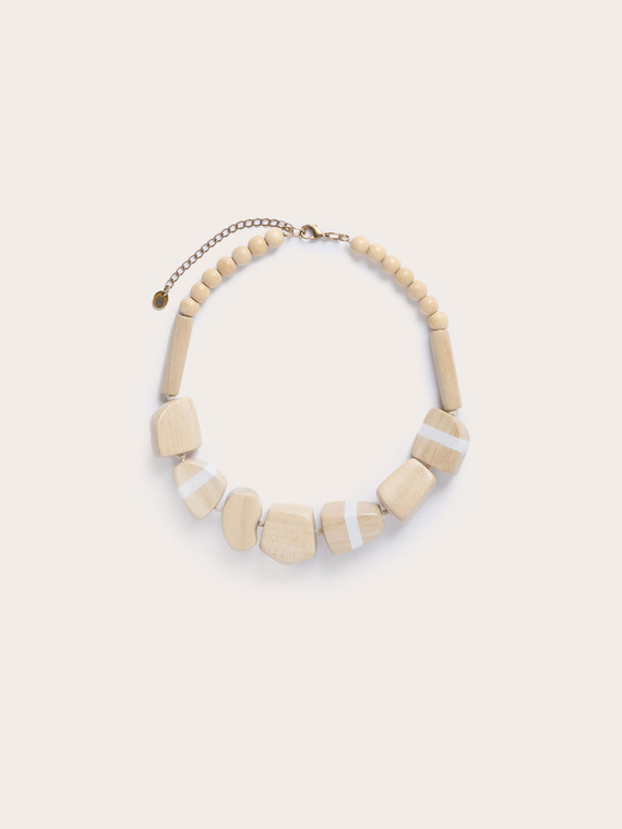 Collana girocollo con perline in legno