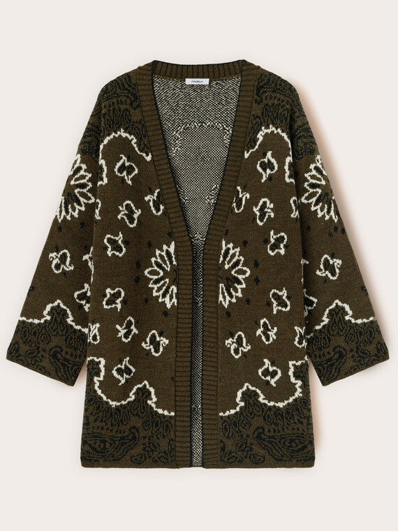 Cardigan over in maglia jacquard