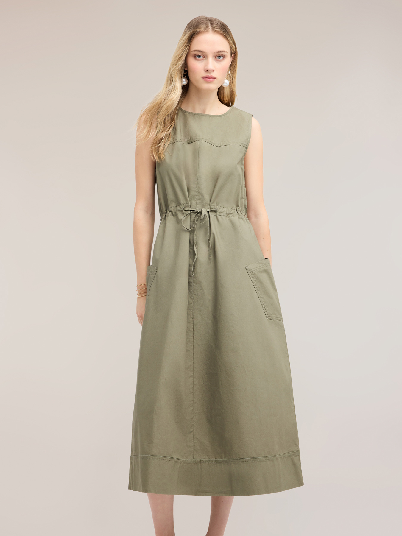 Kleid mit Kordelzug aus Popeline image number 3
