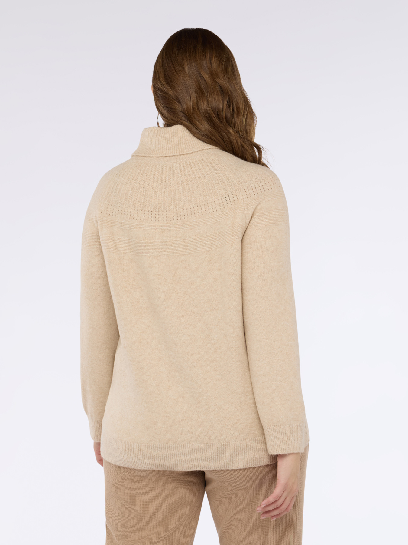 Turtleneck sweater with perforated details image number 1