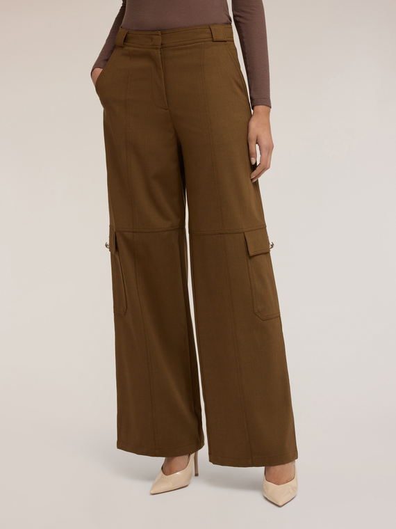 Wool blend flannel cargo pants