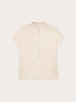 Blusa bimaterica con colletto alla coreana image number 4