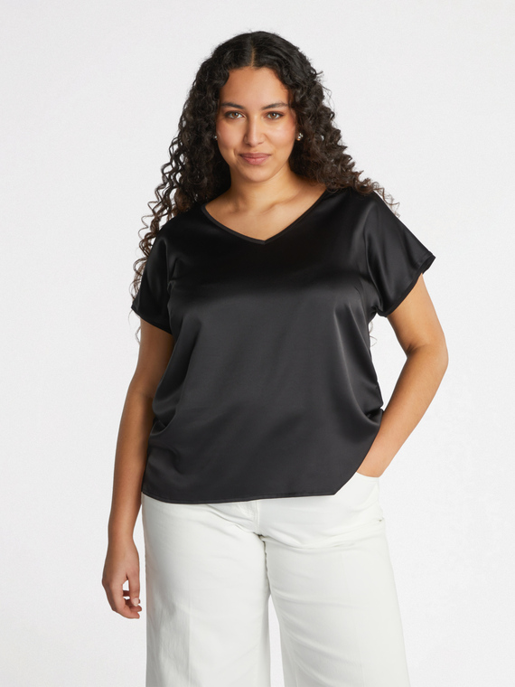 T-Shirt aus Satin und Jersey