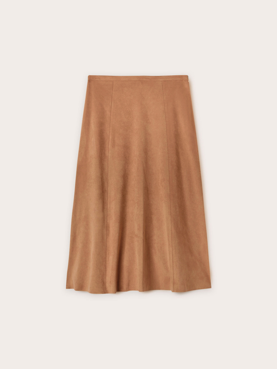 Suede-effect midi skirt