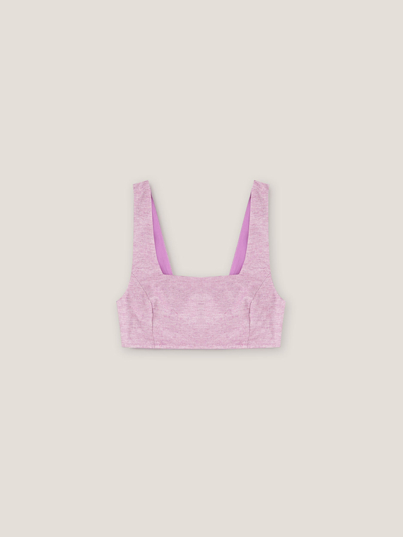 Top court brassière en coton et lin