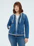 Denim jacket with detachable sweatshirt hood image number 0
