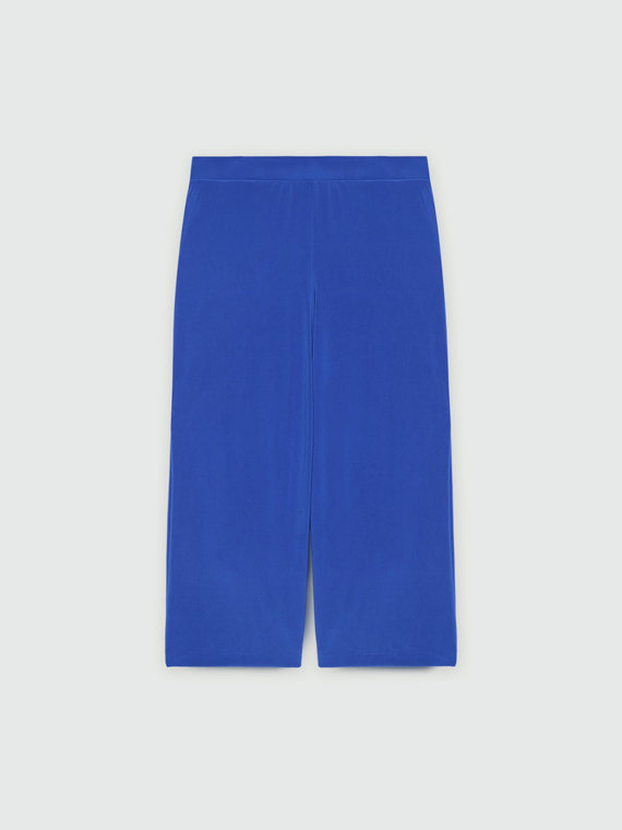 Pantaloni cropped ampi in jersey