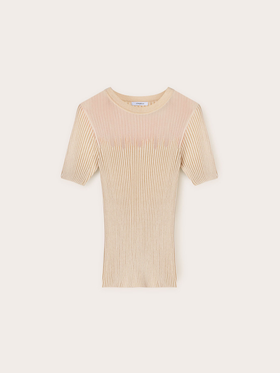 Pull à côtes en lurex avec motif jacquard