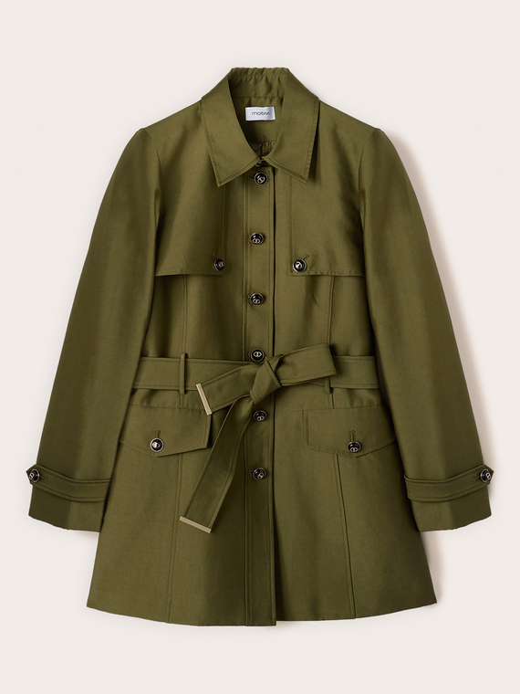 Mixed cotton trench coat with belt