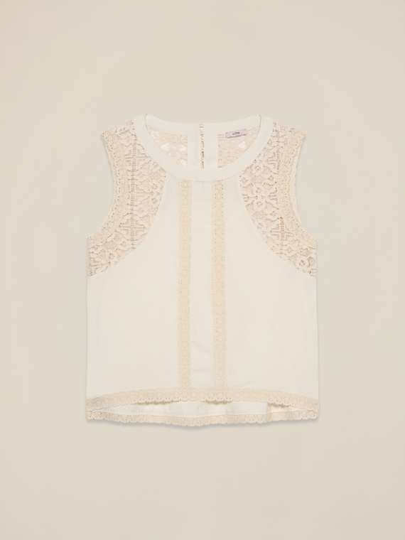 Top with lace inserts