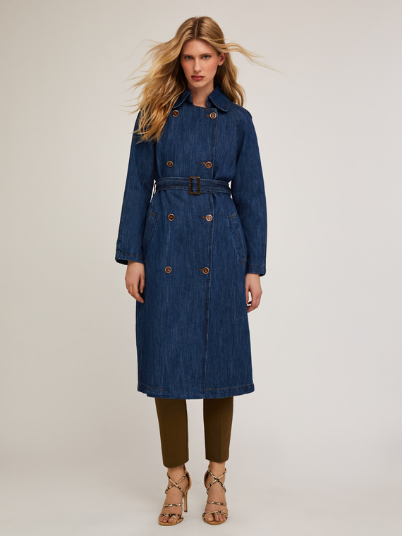 Trench en denim en lin mélangé