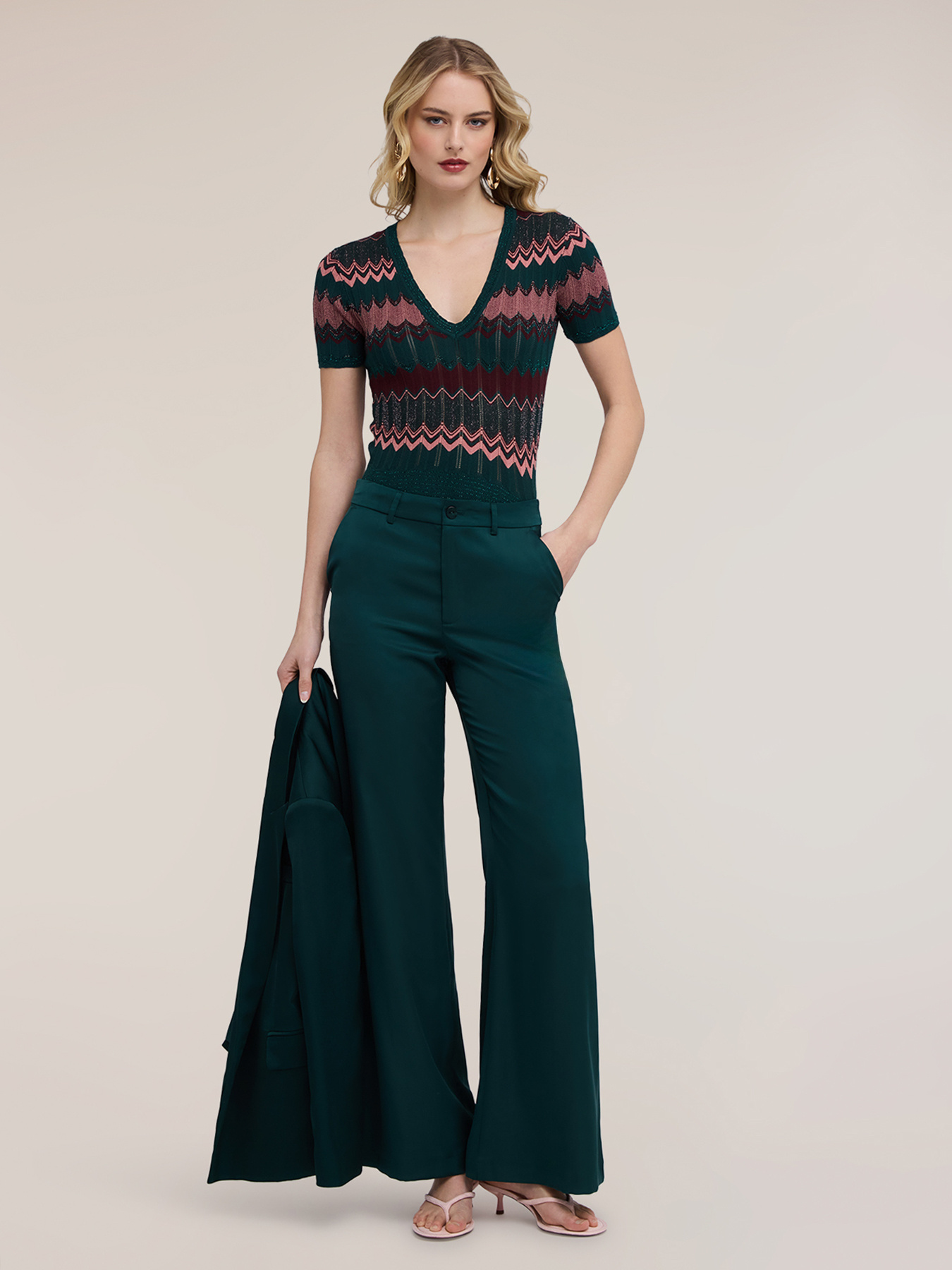 Lurex blend chevron pattern sweater image number 3