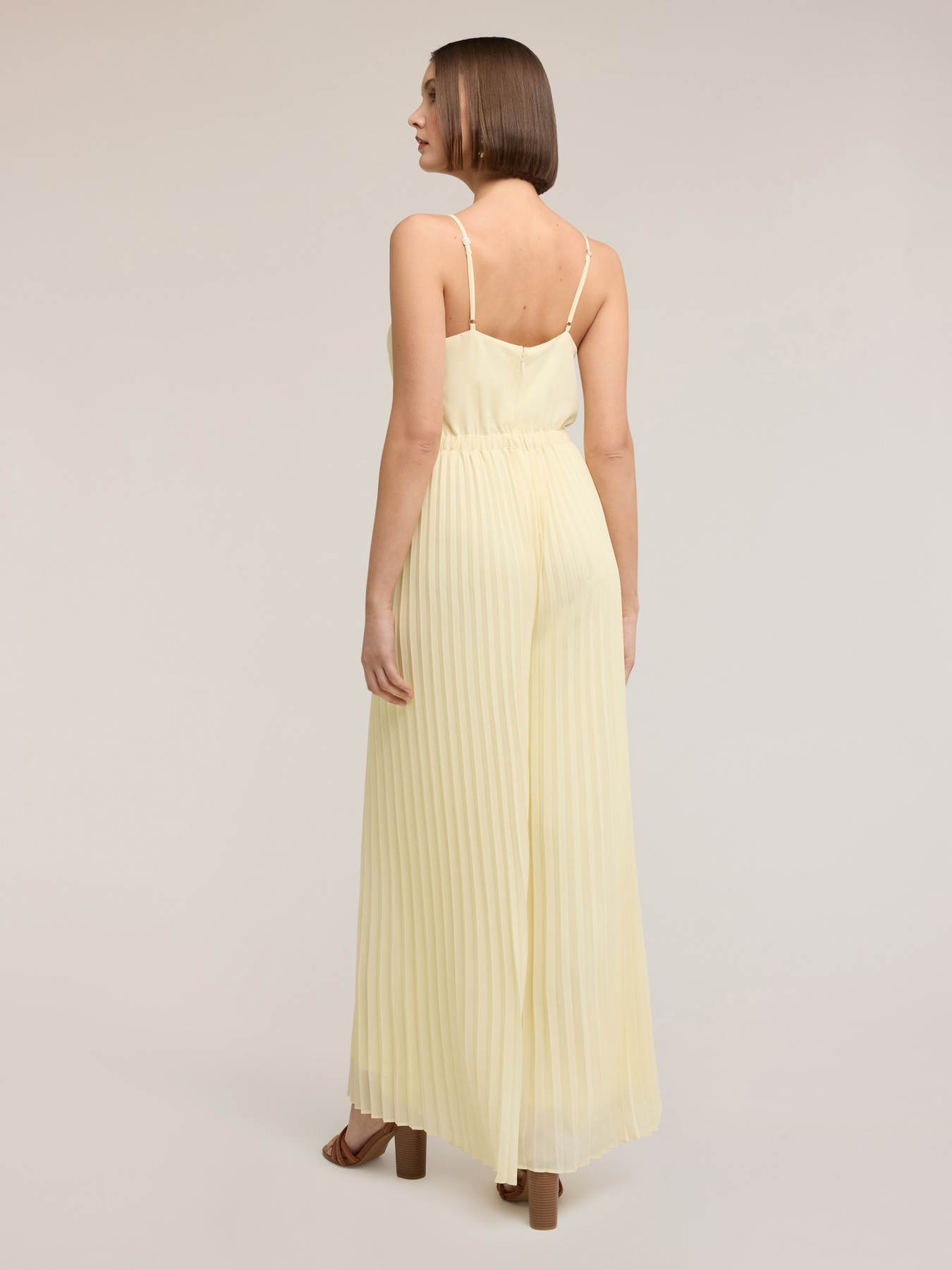 Long pleated georgette jumpsuit image number 1
