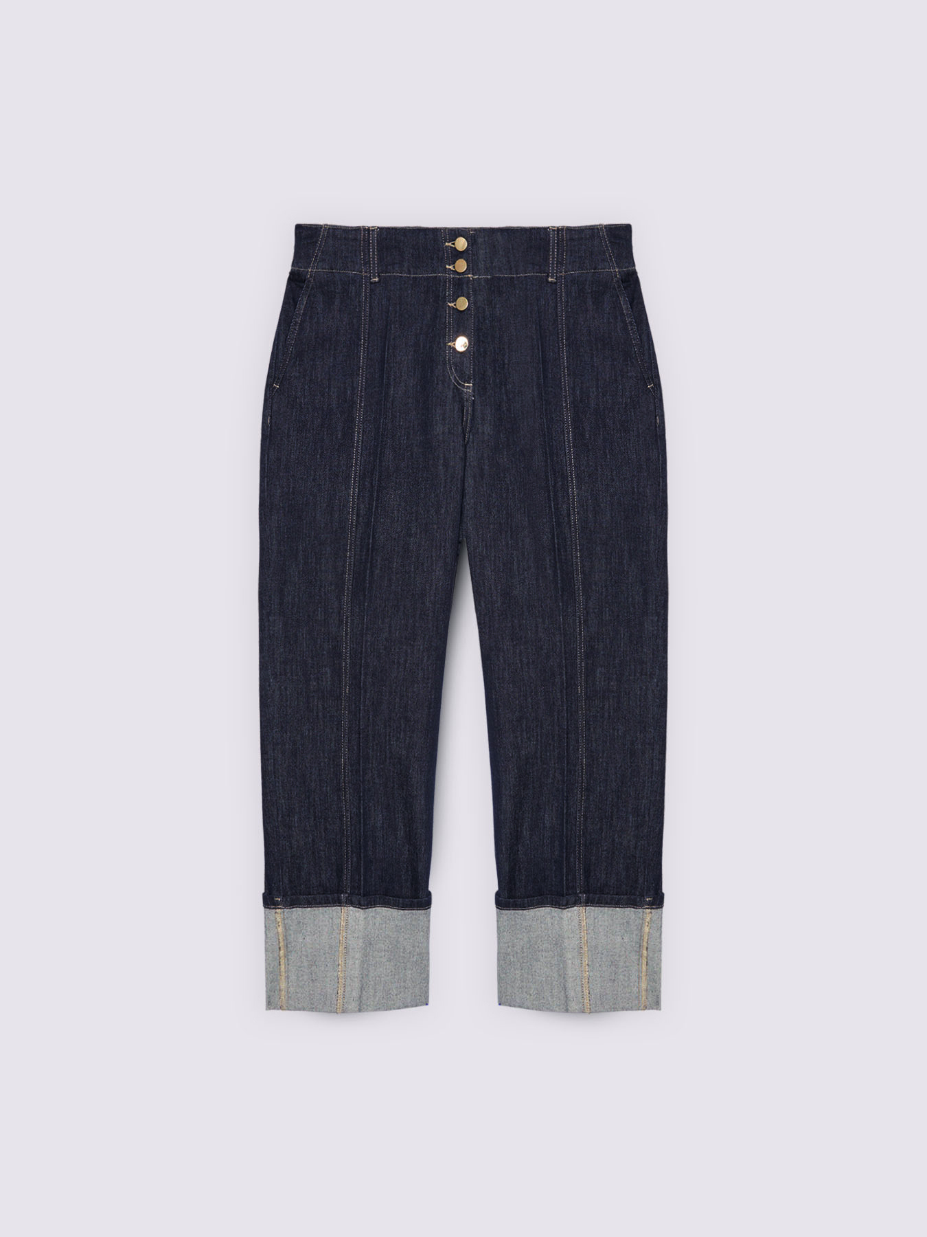 Jeans cropped con maxi risvolto image number 5