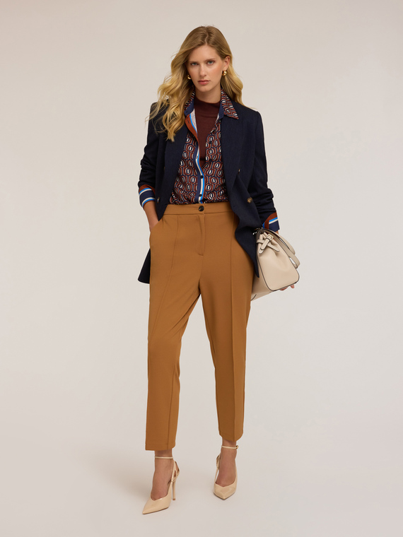 Regular trousers in crêpe fabric
