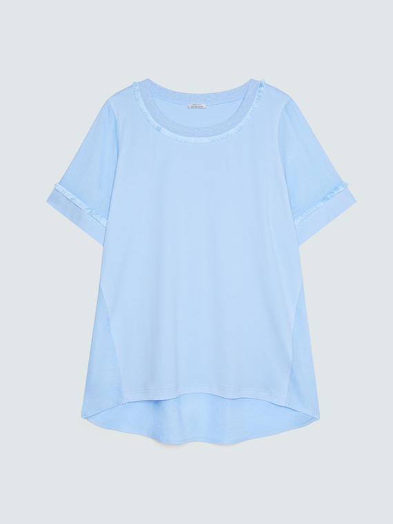 Zweifarbiges T-Shirt aus Leinenmischung