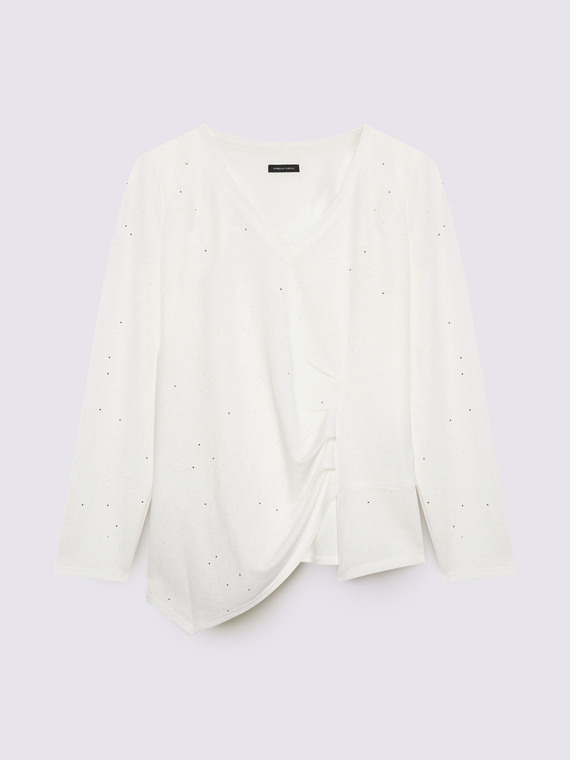 Glitter t-shirt with side draping