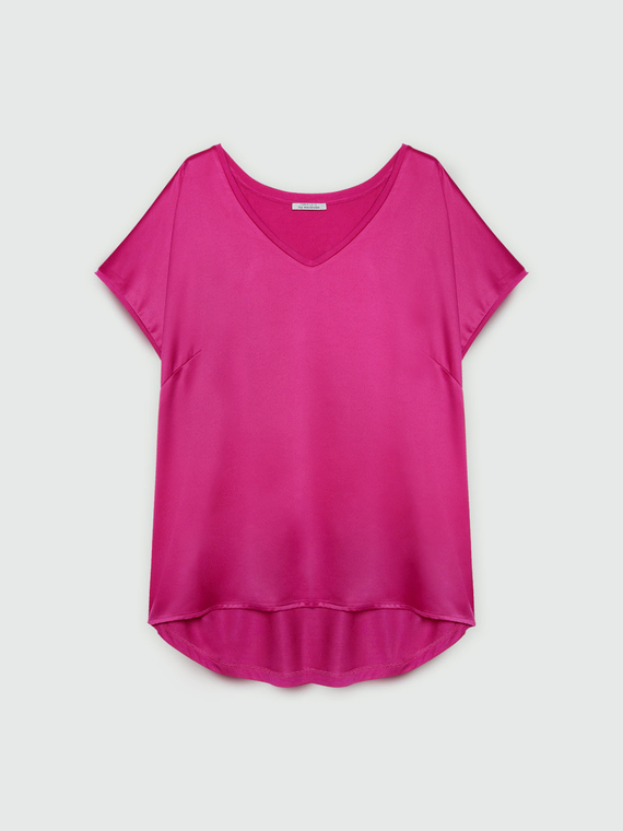 T-Shirt aus Satin und Jersey