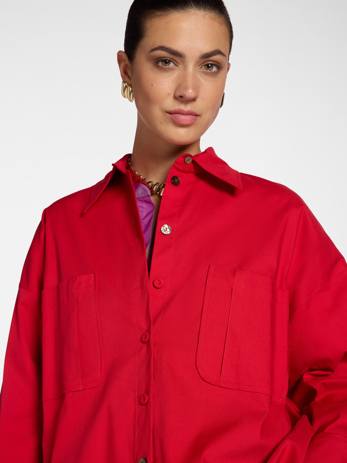 Camicia lunga in gabardina image number 2