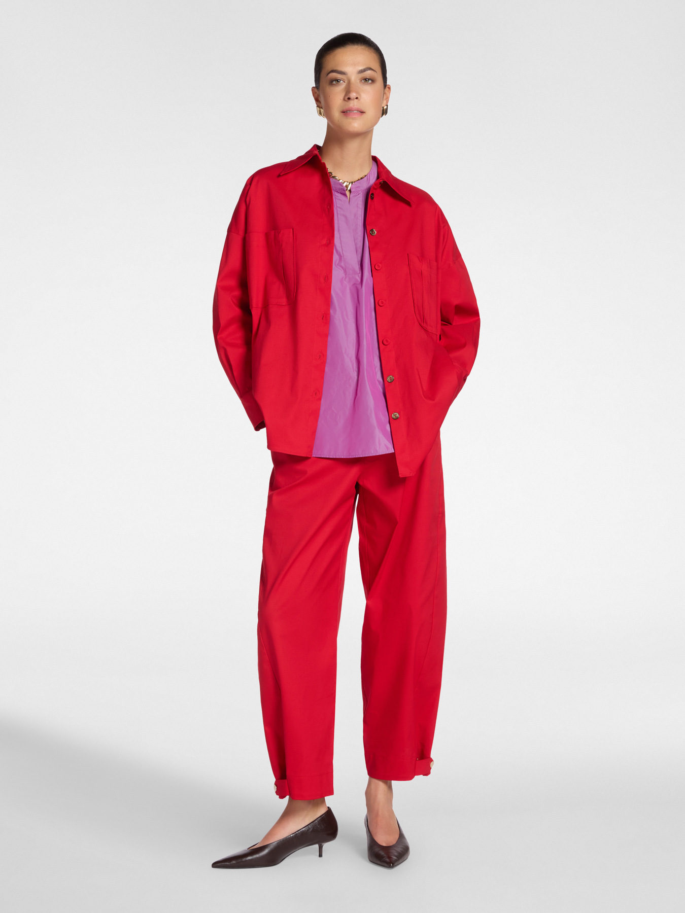 Long gabardine shirt image number 3