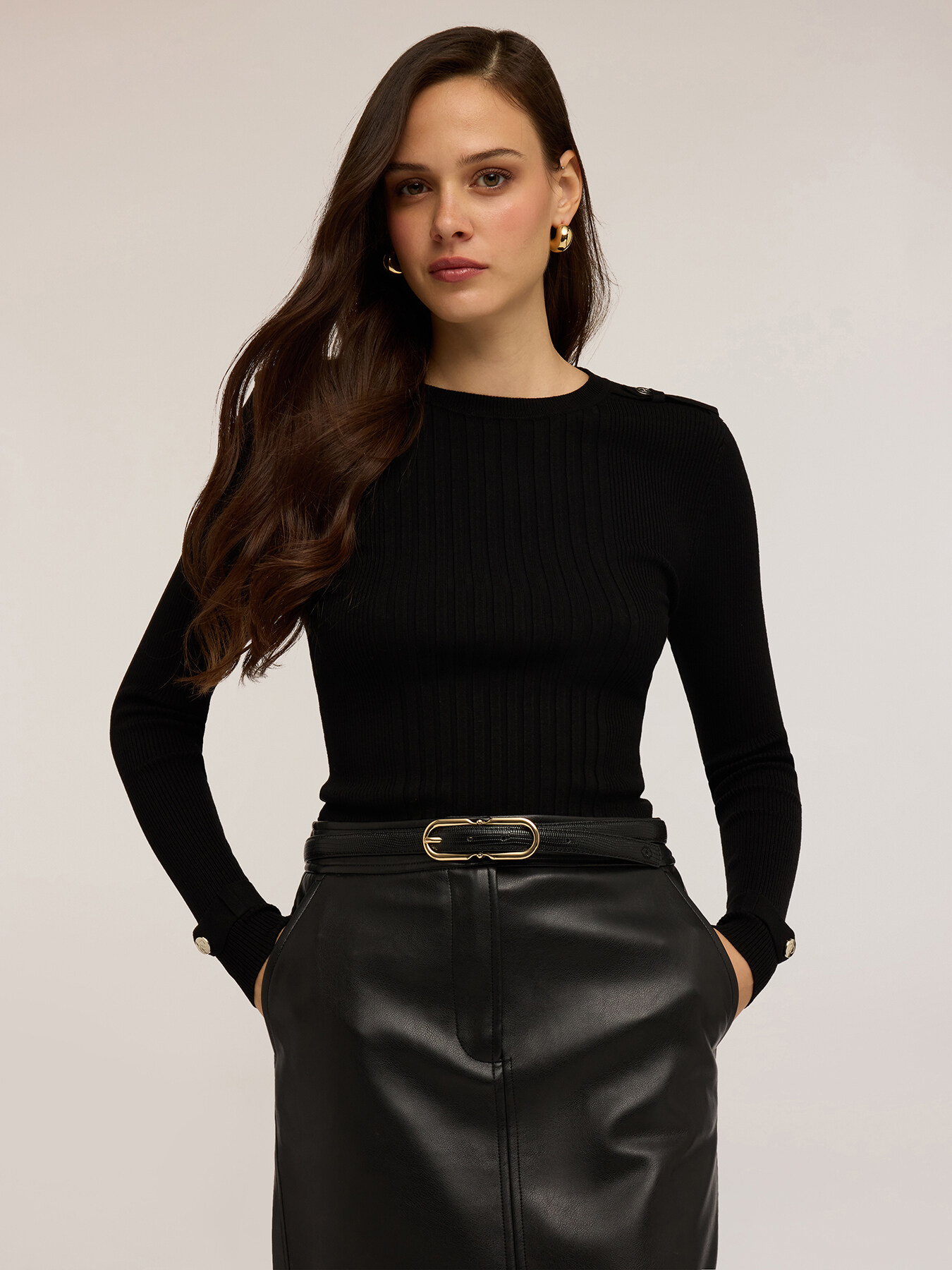 Ribbed sweater with epaulettes image number 3