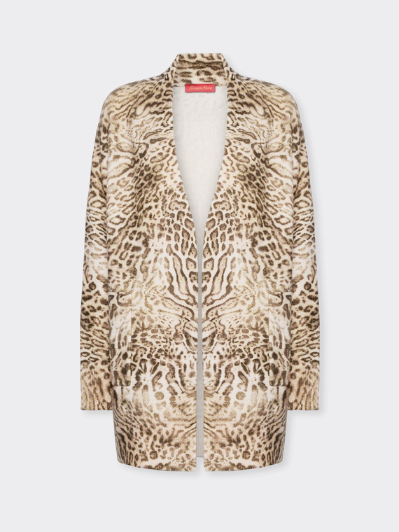 Langer Cardigan im Animalier-Look