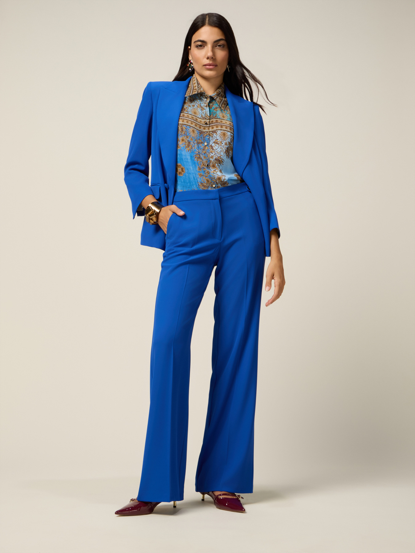 Pantalon palazzo en tissu crêpe image number 0