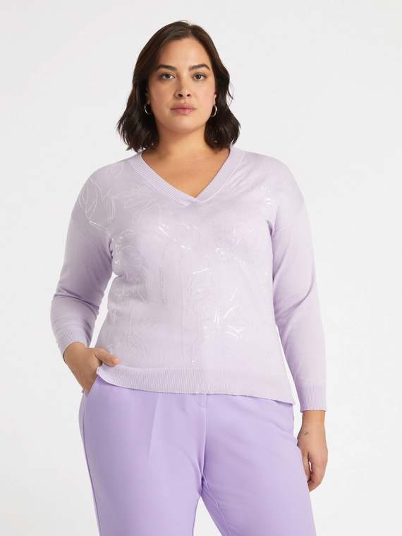 Pullover mit Blumenstickerei