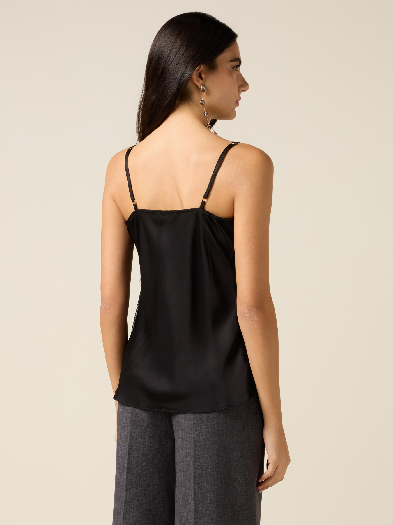 Top in raso con pizzo image number 1