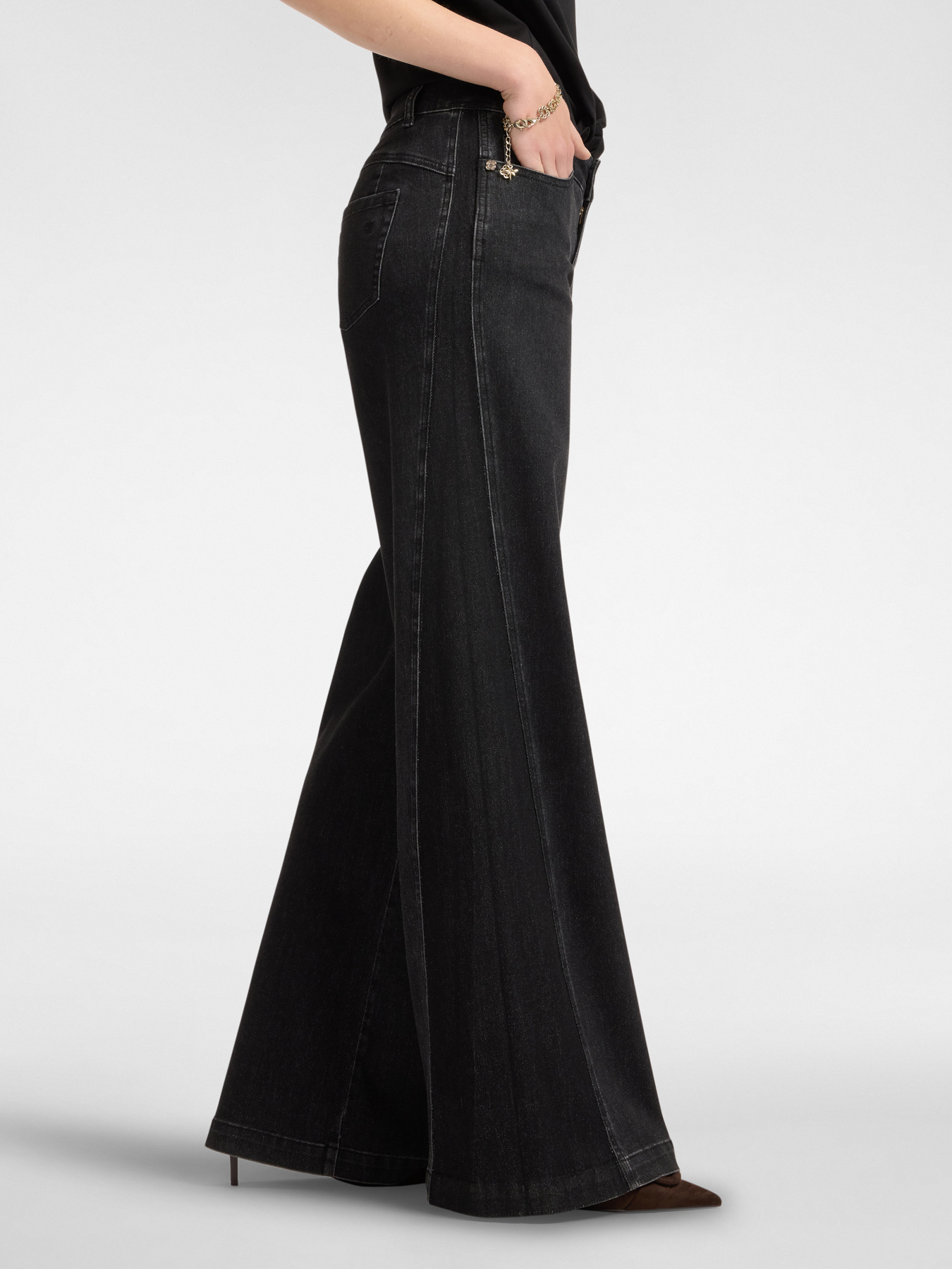 Flare jeans with side inserts image number 3