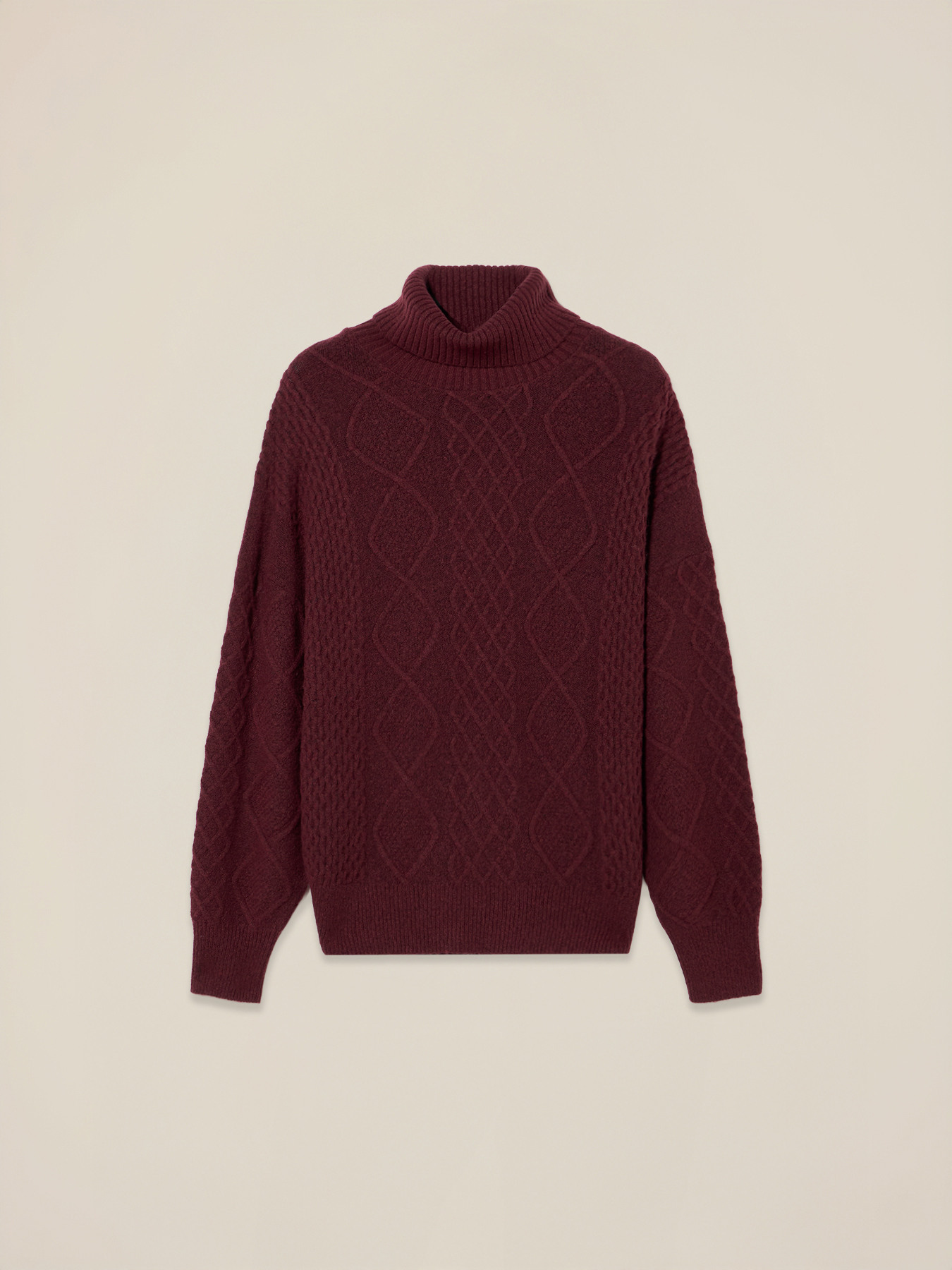 Rollkragenpullover aus Wollmischung mit Rautenmuster image number 3